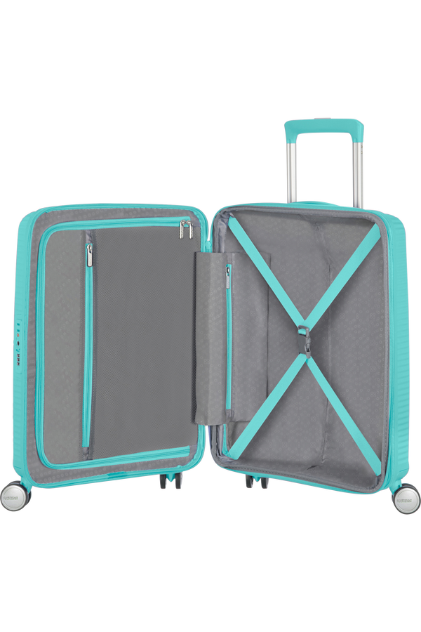 American Tourister Soundbox Spinner TSA Expandable 55cm  Poolside Blue American Tourister Soundbox Spinner TSA Expandable 55cm  Poolside Blue