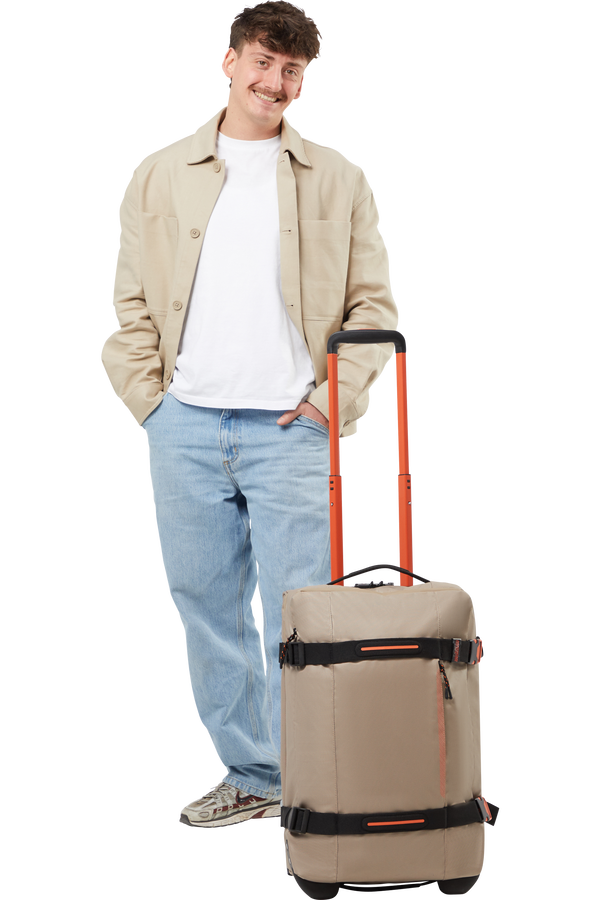 American Tourister Urban Track Duffle with Wheels Coated S  Beige/Orange