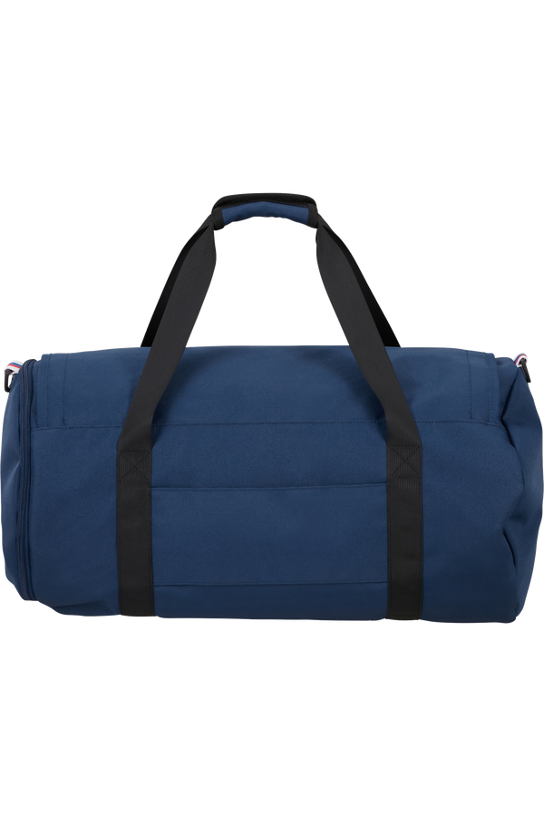 Navy blue duffle bag top